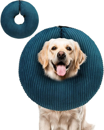 BINGPET Inflatable Dog Cone Collar Alternative After Surgery,Soft Recovery Cone for Dogs to Stop Licking,Protective Neck Donut E Collar Adjustable for Small Medium Large Dogs &amp; Cats(Navy Blue,XL)