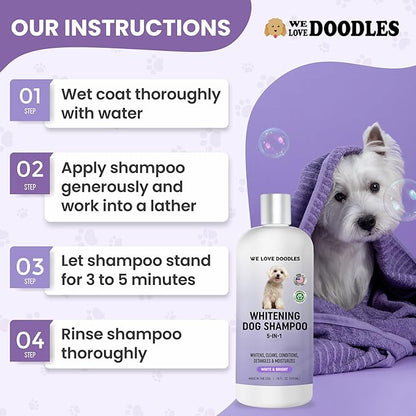 Whitening Dog Shampoo | Made in USA | Brightening Dogs Fur | White &amp; Bright Hair | Removes Stains &amp; Discoloration [We Love Doodles]