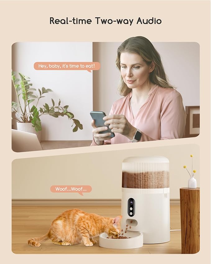 faroro Automatic Cat Feeder with Camera, 3MP HD Video &amp; Night Vision, 5G/2.4G WiFi Smart Pet Feeder with APP Control, 2-Way Audio, Motion Alerts, Low Food Sensor, Timed Cat Feeder for Cats &amp; Dogs, 4L