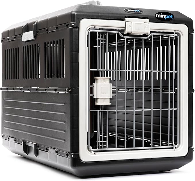 USA Pet Carrier &amp; Crate 26" - Premium Collapsible Design for Medium Cats and Dogs - Portable Kennel for Indoor/Outdoor Use - 360-Degree Ventilation &amp; Hard Plastic Wall Protection