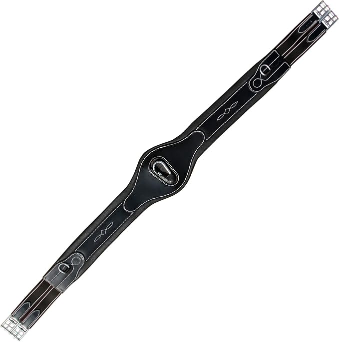 Exion Designer Anatomic Snap Over Lay Girth | Comfortable Leather Horse Girth for English Saddles | Jumping &amp; Riding
