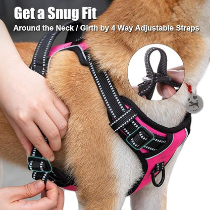 PoyPet No Pull Dog Harness, Reflective Comfortable Vest Harness with Front &amp; Back 2 Leash Attachments and Easy Control Handle Adjustable Soft Padded Pet Vest for Small to Large Dogs (Pink,XS)