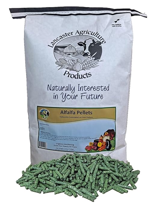 Alfalfa Meal Pellets 16 Pounds Organic Fertilizer for Flowers, Vegetables &amp; Trees - Ideal Rabbit Food, Hamster Food, Timothy Hay Alternative - Lancaster Agriculture Products (16 Pounds)
