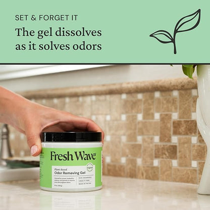 Fresh Wave Odor Removing Gel, 15 oz. - Odor Absorbers for Home, Safer Odor Relief, Natural Plant-Based Odor Eliminator, Every 15 oz. lasts 30-60 Days, For Cooking, Trash &amp; Pets