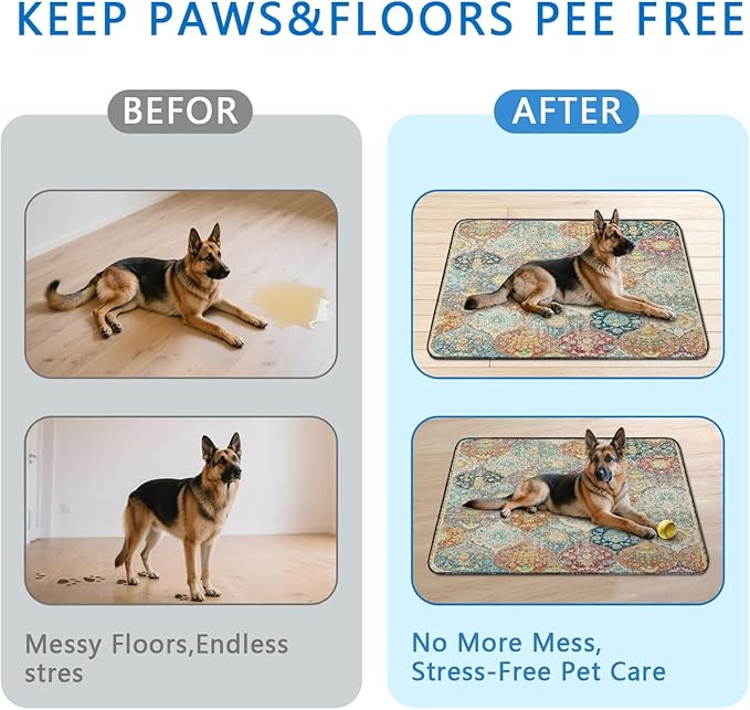 Washable Pee Pads for Dogs 2 Pack, Absorbent Reusable Puppy Pads Waterproof, Leakproof &amp; Non-Slip Whelping Pad, Potty Training Pads for Dogs Playpen Mat 48x48