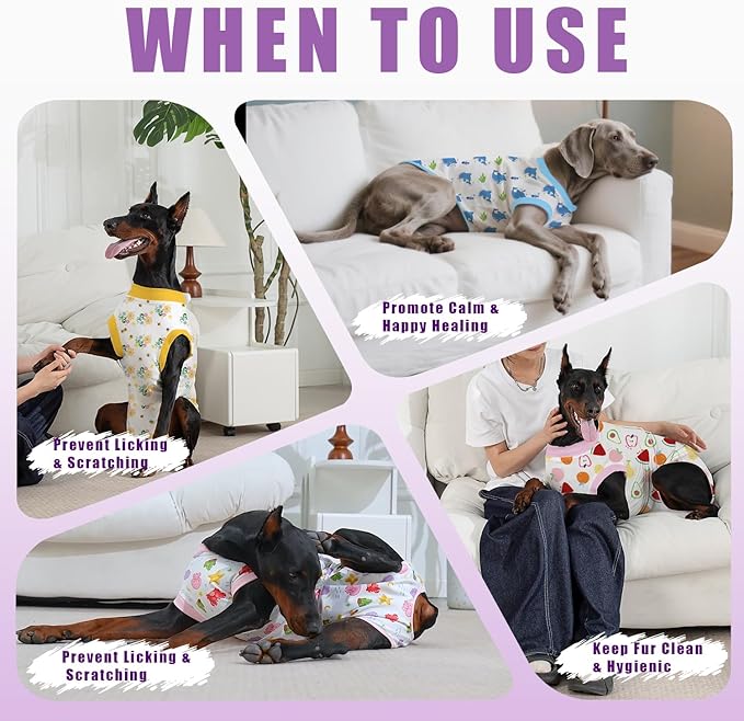 Recovery Suit for Dogs After Surgery, Professional Dog Surgical Suit for Female Spay, Male Neuter, E-Collar &amp; Cone Alternative Dog Onesie for Abdominal Wounds Skin Disease, Purple, XL