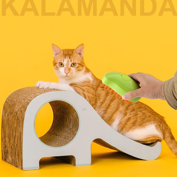 3 in 1 Cat Steamer &amp; Brush - Silicone Massage Grooming Tool, Pet Hair Cleaning Comb for Cats &amp; Dogs (Mango Green)