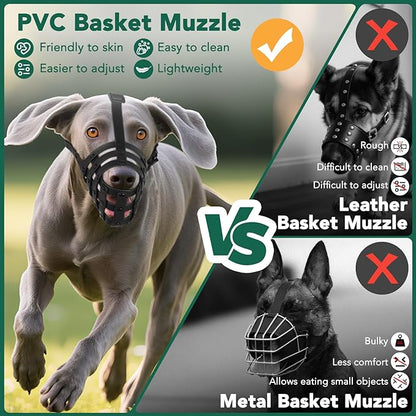 Mayerzon Dog Muzzle for Medium Large Dogs, Humane Basket Muzzle, Soft &amp; Lightweight &amp; Adjustable | Anti Biting Chewing Eating, Suits Training Walks Grooming Vet Visits, Drink &amp; Pant Easily (Black, M)