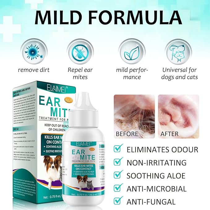 Ear Mite Treatment for Dogs, Dog Ear Infection Treatment, Ear Mite Treatment for Dog Yeast Infection, Alleviation Suffering from Ear Mites &amp; Itching and Odours Stinky Stuff for Dogs Ears