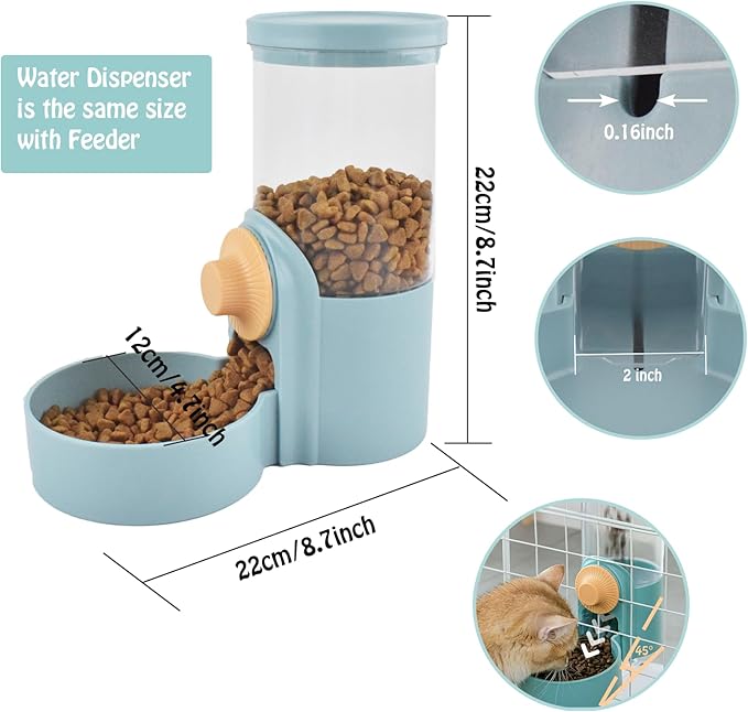 Hanging Automatic Rabbit Water Dispenser, Auto Dog Kennel Water Dispenser 35OZ Gravity Bunny Feeder, Dog Cage &amp; Crate Waterer for Rabbit Guinea Pig Hedgehog Ferret Kitty Puppy