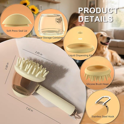 (4PCS) Pet Bath Brush,2025 New 2 in 1 Dog Bath Brush,Dog Shampoo Brush Bubble Maker,Bathing Dogs Grooming Massage Brush for Long &amp; Short Haired Dogs &amp; Cats,with Built-in Shampoo Dispenser(Green)