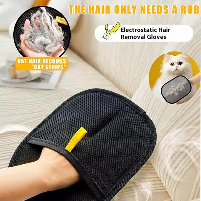 3pcs Pet Hair Removal Glove for Cats &amp; Dogs, 2025 New Upgrade Efficient Grooming Gloves for Pet Hair, Reusable Cat Dog Electrostatic Hair Remover Grooming Glove Tool