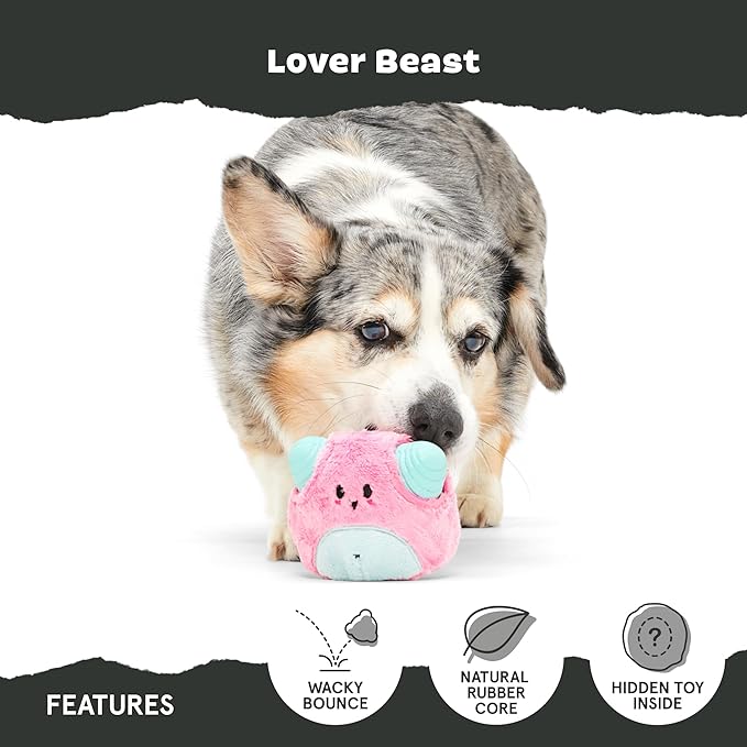 Barkbox Lover Beast Dog Toy for Aggressive Chewers | 2-in-1 Plush &amp; Rubber Dog Toy with Squeaker | Puppy Essentials &amp; Dog Toys to Keep Them Busy