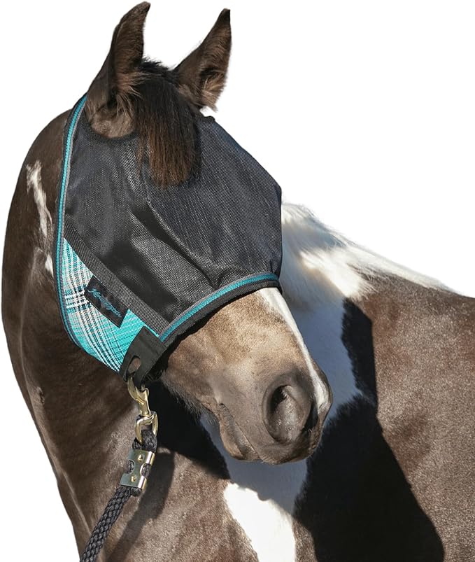 Kensington 90% UV Fly Mask Halter CatchMask UViator - Without Ears &amp; Forelock Freedom Web Trim *Roomy Fit*- Large, Atlantis