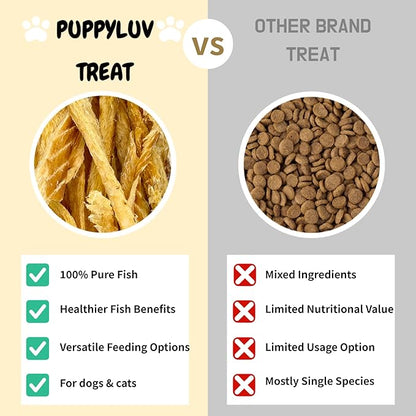 Puppyluv Treat - Air Dried Pollock Dog &amp; Cat Treats, Wild Caught, Single Ingredient, Natural High Protein &amp; Fish Oil, Grain Free, Gluten Free, 2.5oz