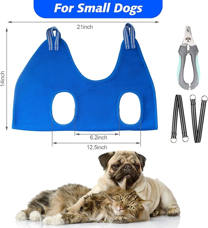Pet Grooming Hammock for Small Dogs &amp; Cats with Nail Clippers/Nail Trimmers/Grooming Scissors, Dog Grooming Harness for Nail Trimming, Pet Grooming Sling Helper