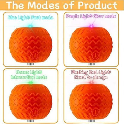 Interactive Cat Toys with Tail Rechargeable Cat Ball Toy with 3 Model Automatic Moving Balls Electric Fast Rolling Toy for Lazy Cats (Red)