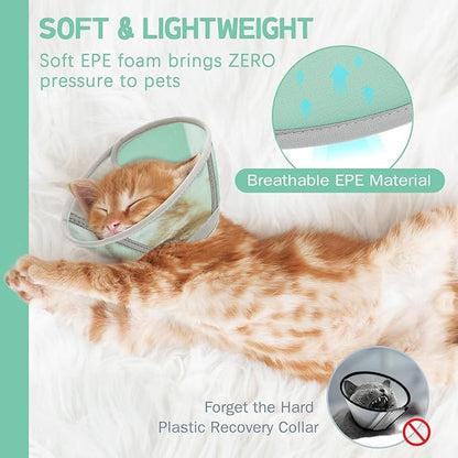 Cat Cone Collar Soft, Cat Recovery Collar for Large Medium Small Cats Kittens, Pet Cone Alternative After Surgery