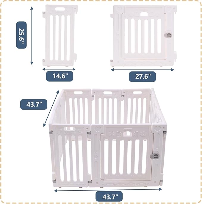 Dog Playpen with Door, DIY Shape Combination Puppy Pen,25.5" H 10-Panel Dog Fence,Non-Slip &amp; Secure Pet Gate, Easy to Assemble(Standard Room)