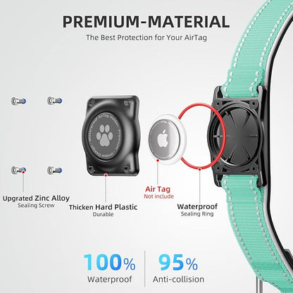 Upgraded AirTag Dog Collar, IP68 Waterproof Air Tag Dog Collar Holder, Reflective, Ultra-Durable, Comfortable Padded, Heavy Duty Dog Collars for Small Medium Large Dogs (Aqua, S)