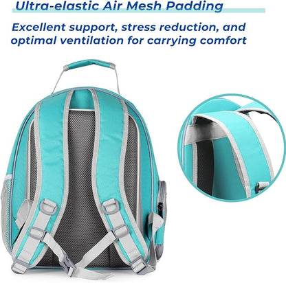 Lollimeow Cat Carrier Backpack, Bubble Expandable Backpack Carrier, Pets and Small Dogs,Airline-Approved, Designed for Travel, Hiking, Walking &amp; Outdoor Use (Square Back Expandable-Green)