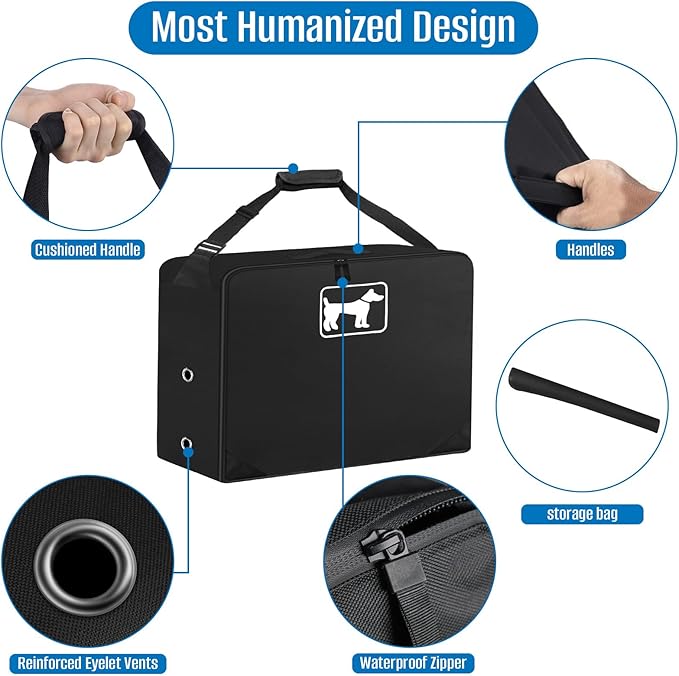 SIRUITON Dog Playpen Storage Bag Fits 24" H 8 Panels and 9 Stakes Suitable for Foldable Exercise Pet Playpen, RV Dog Fence Travel Bag,with Reinforcing Plate &amp; Shoulder