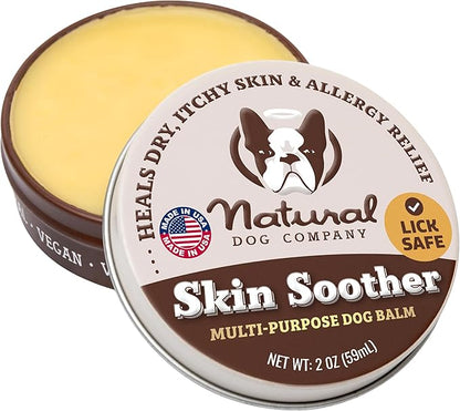 Natural Dog Company Skin Soother Balm for Skin Irritation, Allergy and Itch Relief for Dogs, Hot Spot Treatment, Dog Moisturizer for Dry Skin, Healing Ointment with Coconut Oil &amp; Vitamin E (2 oz. Tin)
