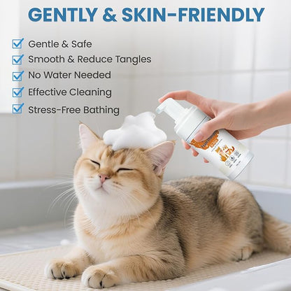 Pet Waterless Shampoo with Brush, Dry Shampoo for Dog &amp; Cats, No Rinse Foam Formula for Quick Clean Between Bath, Detangling, Deep Cleansing, Reduce Itchy Skin Shedding &amp; Odor Control