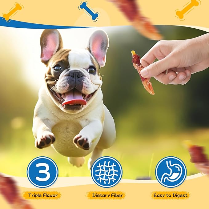 gazeupon Dog Treats，Chicken&amp;Duck Wrapped Sweet Potato，Healthy Training Snacks for Dogs, Rawhide Free,14.1 oz
