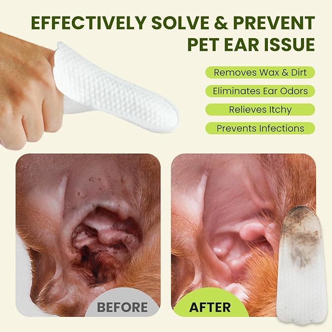Dog Ear Finger Wipes for Dogs &amp; Cats, 150 Count