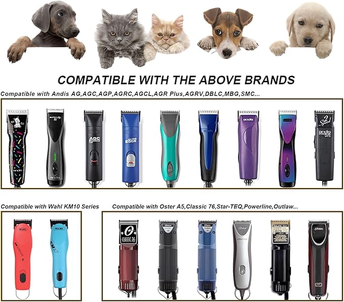 10 Blades Dog Grooming Blades Compatible with Andis/Oster A5/Wahl KM-10 Series Dog Clippers,Detachable Clipper Replacement Blade (6PCS Black-