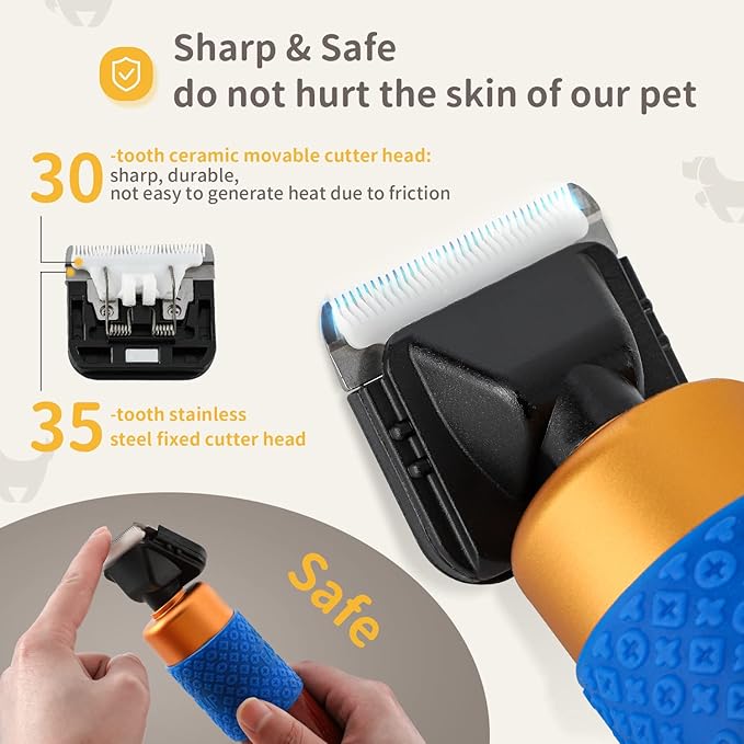 CGOLDENWALL Dog Hair Clipper for Grooming 200W Pet Clipper Kit with Spare Blade, Low Noise&amp;Vibration, Animal Grooming Trimmer for Cat Sheep Dog