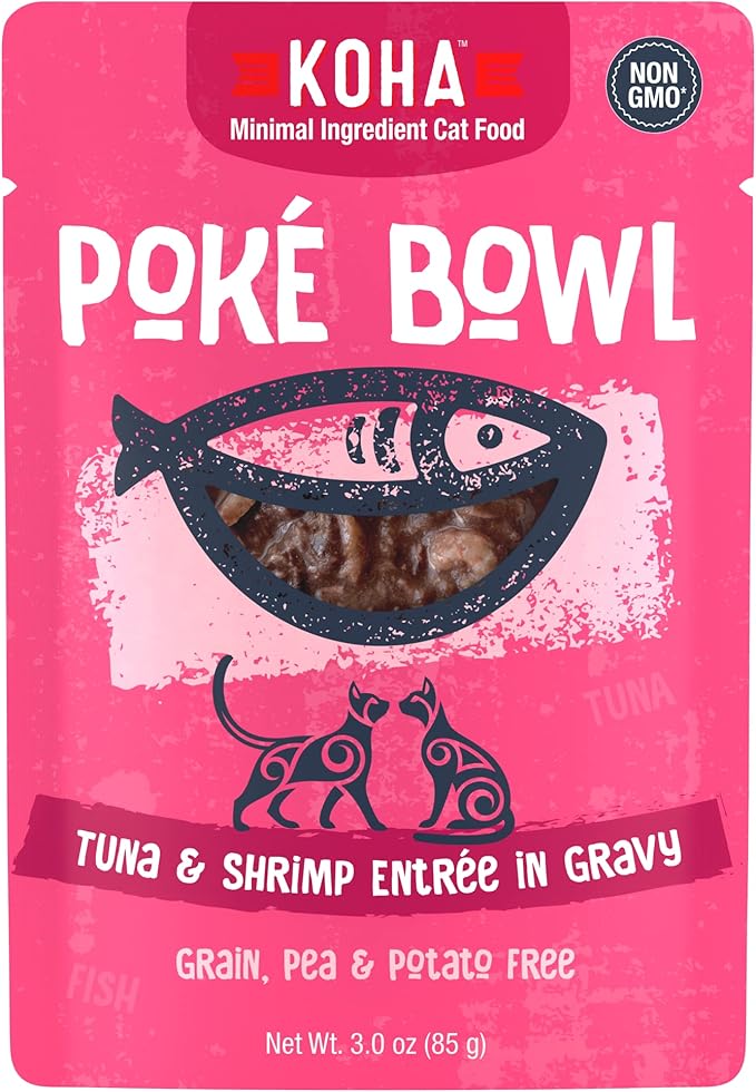 KOHA Poké Bowl Tuna &amp; Shrimp Entree in Gravy for Cats, 12-Pack of 3oz Pouches