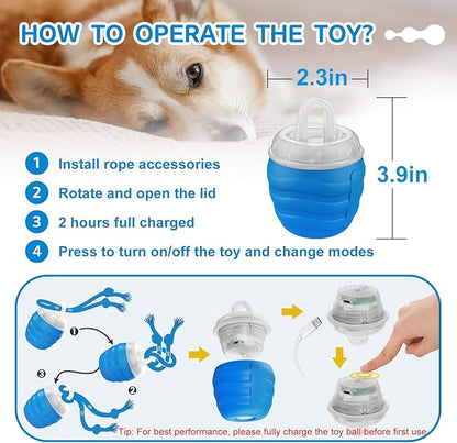 Interactive Dog Toys - [2025 Newly Upgraded] Motion Activated Ball for Small/Medium/Large Dogs, Automatic Moving Dog Toy Wicked Ball for Boredom &amp; Training, Music, USB Rechargeable (Blue)