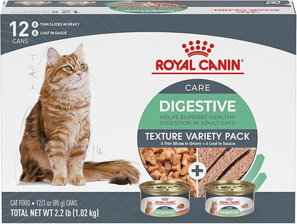Royal Canin Feline Care Nutrition Digestive Care Wet Cat Food Variety Pack, 12 Pack, 2 Varieties, 3 oz Cans