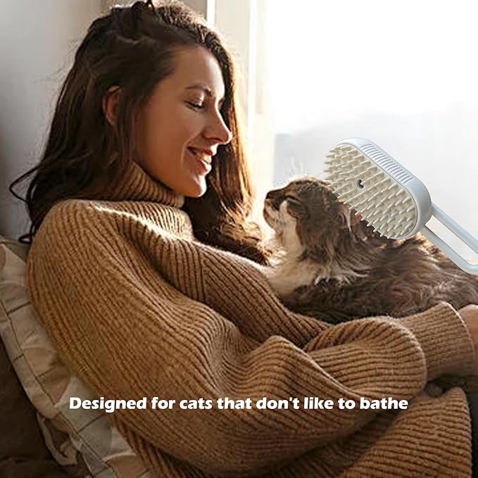Cat Steam Brushes for Shedding, 4 in 1 Rechargeable Steam Cat Brush for Indoor Cats &amp; Dogs, Grooming Comb with Spray