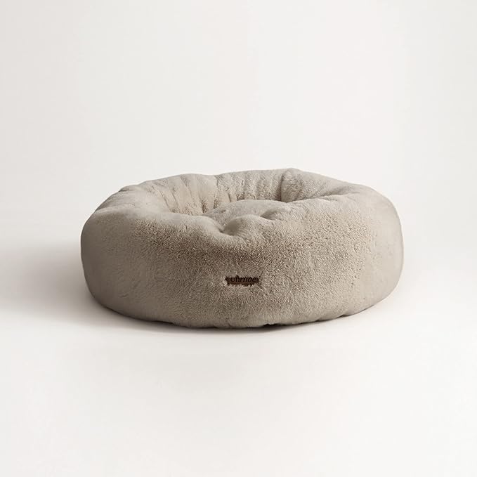 UnHide Floof Pet Bed - Medium (28" x 10") - Extra Soft Dog Bed - Removable Faux Fur Cover - Machine Washable - Helps Ease Pet Anxiety &amp; Provides The Perfect Sleep - Taupe Ducky