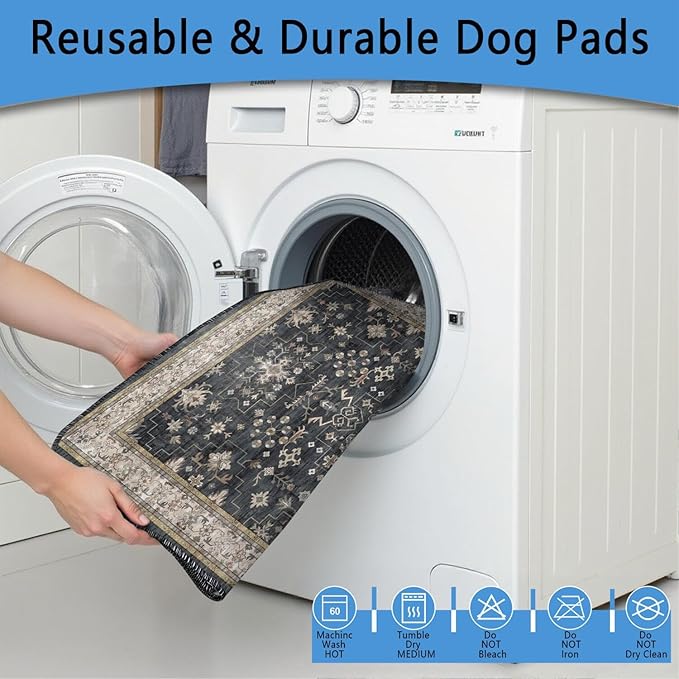Washable Pee Pads for Dogs 2 Pack, Absorbent Reusable Puppy Pads Waterproof, Leakproof &amp; Non-Slip Whelping Pad, Potty Training Pads for Dogs Playpen Mat 48x48
