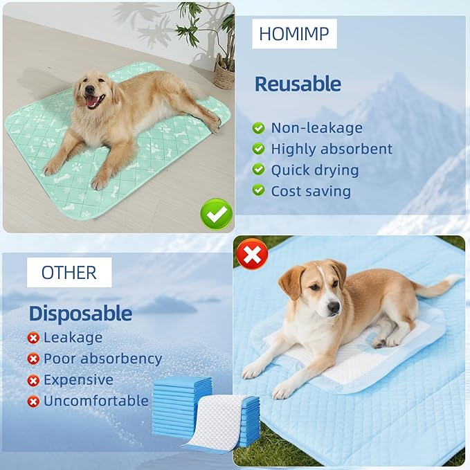 Homimp Self-Cooling Mat for Dogs, 6 Pack Washable Cooling Mat &amp; Sleeping Pad, Reusable Waterproof Dog Pee Pads, Non-Toxic, Non-Slip Potty Pads for Whelping Litter Mat Puppy Supplies in Summer, 16"x20"