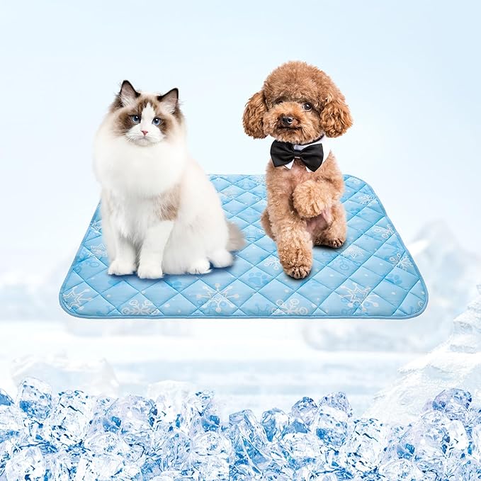 Homimp Dog Cooling Mat, 19.5" x 27.5" Thicken Self-Cooling Mat for Dog&amp;Cat,Internal Waterproof&amp; Endothermic,Washable Pet Ice Cool Pad Blanket,Pet Sleeping Pad for Indoor Outdoor in Summer, Non-Toxic