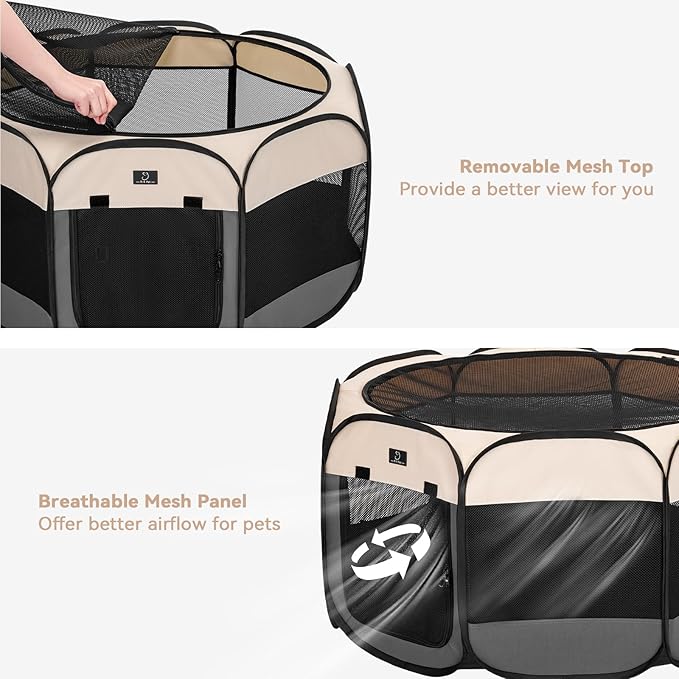A4Pet Portable Kitten Playpen for Cats, 27" Foldable Pet Playpen for Puppy/Cat/Rabbit/Chick, with Removable Zipper Top &amp; Mesh Panel(11”W × 7.5”H)
