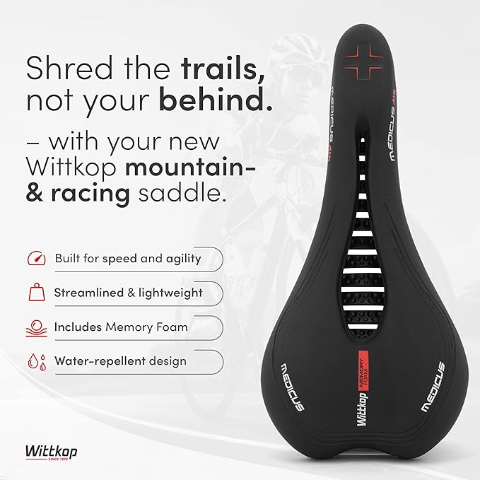 Wittkop Bike Seat I Bicycle Seat for Men and Women, Waterproof Bike Saddle with Innovative 5-Zone-Concept I Exercise Bike Seat for BMX, MTB &amp; Road