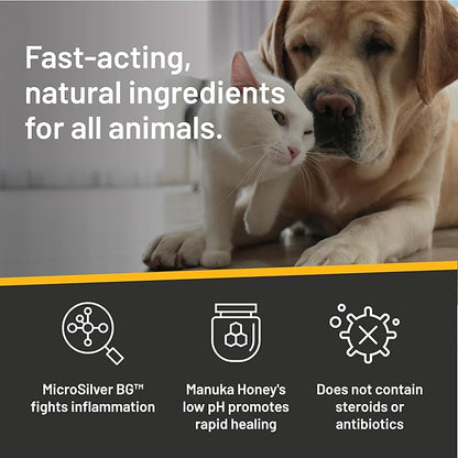 Absorbine Silver Honey Hot Spot &amp; Wound Care Spray Gel 8oz Bottle, Manuka Honey &amp; MicroSilver BG, Medicated for Dogs, Cats, Small Animals