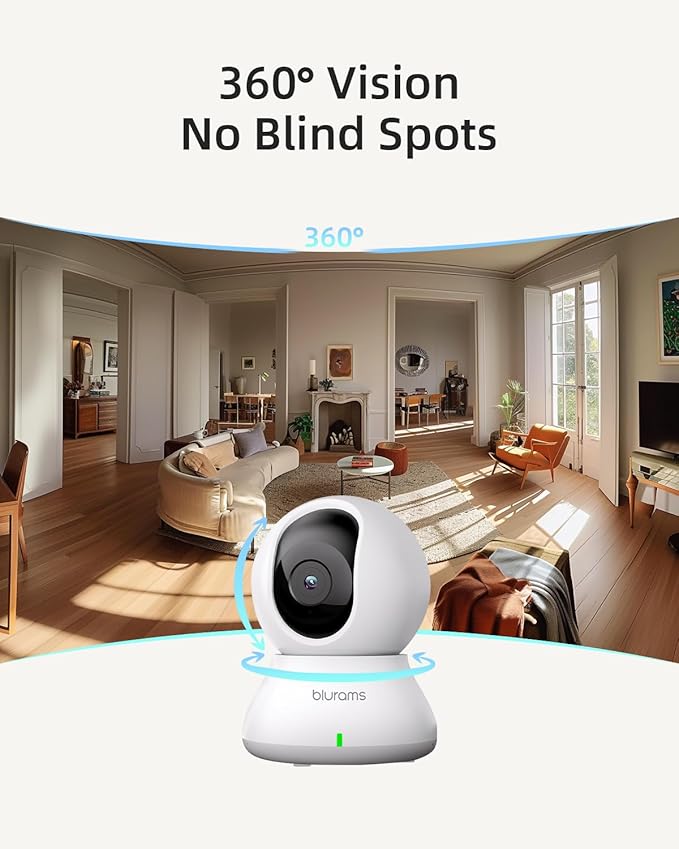 blurams Indoor Security Camera, 5GHz/2.4GHz Dual-Band, 2K PZT Pet Camera with Phone App, 360° Cameras for Home Security, 2-Way Audio, Motion Tracking, Night Vision, Siren, Cloud&amp;SD