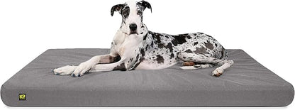K9 Ballistics Tough Ripstop Orthopedic Rectangle Dog Bed Removable Washable Cover, Solid Orthopedic Foam for Size XXL Giant Big Dogs 68"x40", Light Gray Velvet