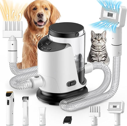 Dog Grooming Vacuum &amp; Dryer &amp; Clippers for Shedding Grooming, 3L Canister for Large Dog, 3 in 1 Grooming Kit for Dogs at Home, Adjustable Temperature and Airflow Pet Grooming Kits.