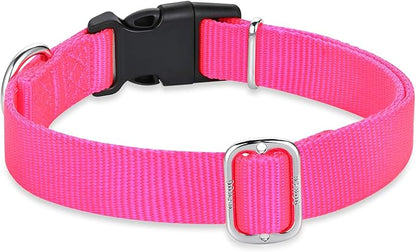 Hyhug Pets Classic Regular Heavy Duty Nylon Dog Collar with Easy to Put On &amp; Off Buckle. (Small, Hot Pink)