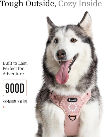 2025 New Edition, Fei &amp; Eve MagEase Dog Harness - 3-Second Magnetic Buckles | 3-Point No-Pull Control | Heavy-Duty 900D Nylon | Dual Safety Handles | Breathable Mesh | Adjustable Fit | Large, Pink