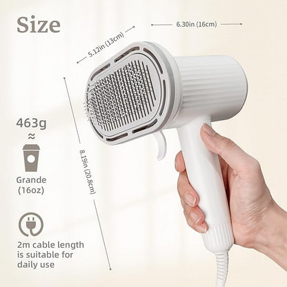 Dog Hair Dryer, Professional 2-in-1 Pet Hair Dryer &amp; Grooming Brush with Removable Comb, Adjustable Temperature/Speed, Portable Dryer for Dogs and Cats