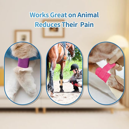 PHYTOP Self Adhesive Bandage Wrap 4 inches x 5 Yards, 12 Pack of Cohesive Tape for First Aid, Sports, Wrist and Ankle, Also for Horses &amp; Dogs as Vet Wrap (Beige)
